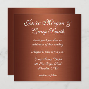 Invitation Faux brossé Mariage Ombre de cuivre
