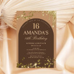 Invitation Faux Brown et or tendance Parties scintillant Drit<br><div class="desc">Cette invitation branchée à l'anniversaire brun et or présente des gouttes de parties scintillant faux et un design élégant qui fera briller votre fête. La combinaison de tons neutres et d'or ajoute une touche de glamour et de sophistication, ce qui le rend parfait pour toute célébration d'anniversaire. Le design est...</div>