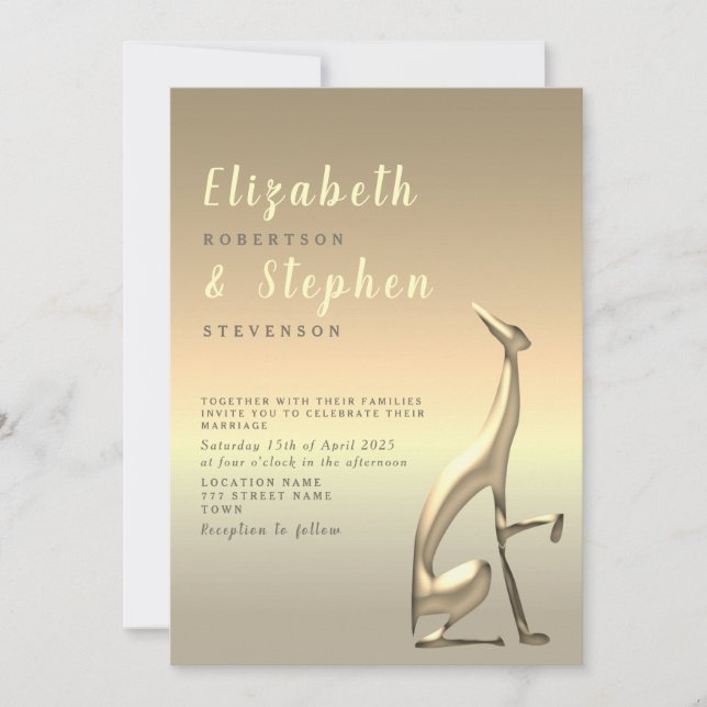 Invitation Faux carton d'invitation de mariage en or (Devant)