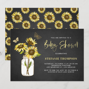 Invitation Faux Chalkboard Baby shower de tournesols jaunes