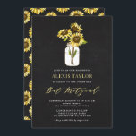 Invitation Faux Chalkboard Bat mitzvah de tournesols jaunes<br><div class="desc">Famille d'Invitations et amis à votre événement avec cette invitation bat mitzvah personnalisable. Il présente des tournesols jaunes dans un bocal de mason sur un arrière - plan de tableau de bord faux. Personnalisez en ajoutant vos détails. Cette invitation bat mitzvah de tournesol est parfaite pour tous les thèmes ou...</div>