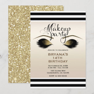 Invitation Faux cils de beauté de maquillage Glam Gold person