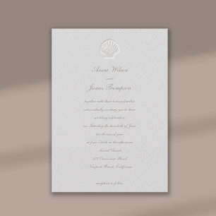 Invitation Faux Coquillages Embossés Mariage classique
