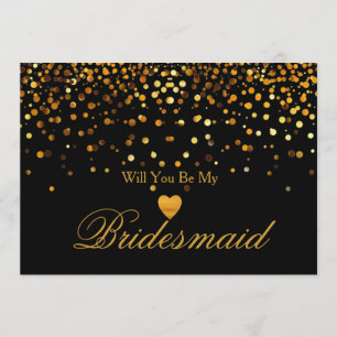 Invitation Faux de coeur de parties scintillantes d'or vous