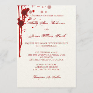 Invitation Faux de mariage de Halloween de vampire rouge sang