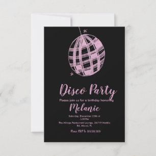 Invitation Faux Faux Parties scintillant Pink Ball