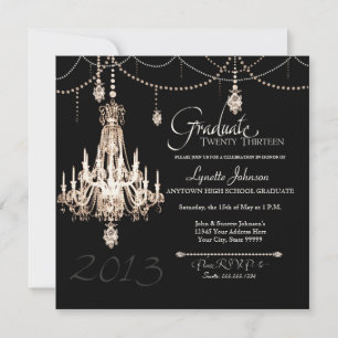 Invitation FAUX French Crystal Chandelier Draps Pearls Party