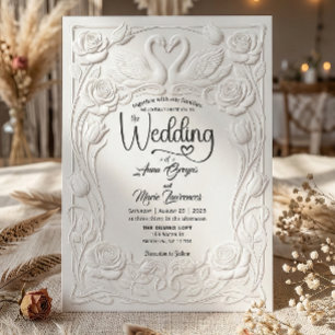 Invitation Faux gaufrage en relief Fleur de cygne Mariage  