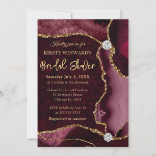 Invitation Faux Glitter Agate Rouge et Or pour une Baby Showe