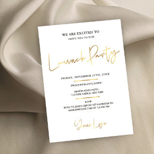 Invitation Faux Gold Business Grand Ouverture