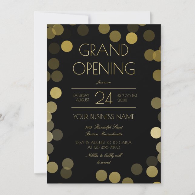 Invitation Faux Gold Confetti Business Grand Ouverture (Devant)