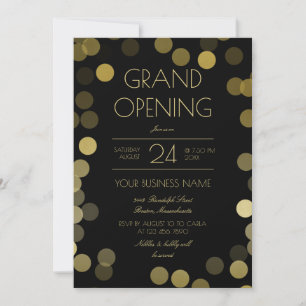 Invitation Faux Gold Confetti Business Grand Ouverture