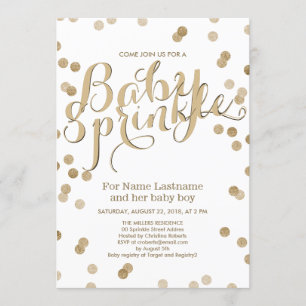Invitation Faux Gold Confetti Moderne Baby Sprinkle Invitatio