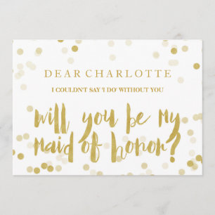 Invitation Faux Gold Confetti sera-t-elle ma femme d'honneur 