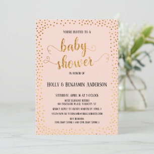 Invitation Faux Gold Confetti Typographie Baby shower