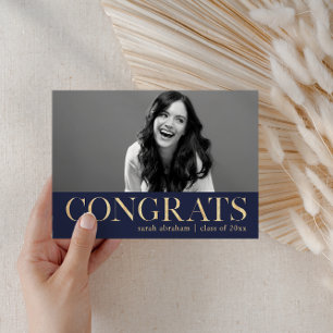 Invitation Faux Gold Congrats Deux Soirées Photo Graduation