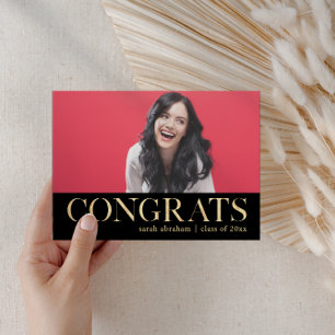 Invitation Faux Gold Congrats Deux Soirées Photo Graduation