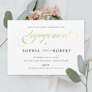 Invitation Faux Gold Elegant Calligraphy Engagement