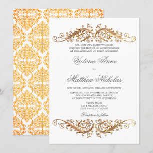 Invitation Faux Gold Flourish Damask
