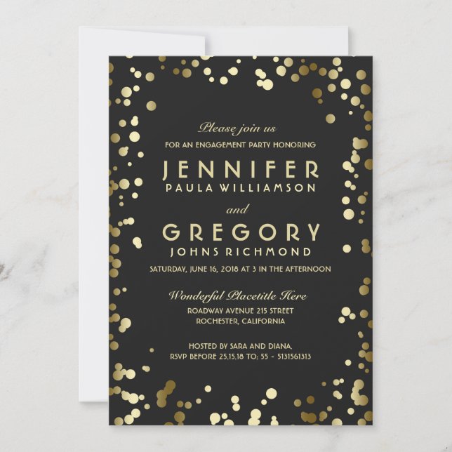 Invitation Faux Gold Foil Confetti (Devant)