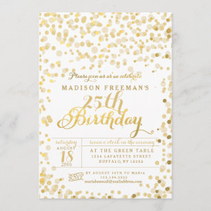 Invitation Faux Gold Foil Confetti Anniversaire