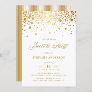 Invitation Faux Gold Foil Confetti Dots Sweet 16 Party