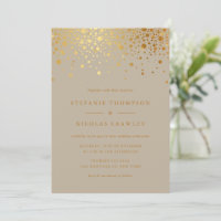 Faux Gold Foil Confetti Dots Taupe Mariage