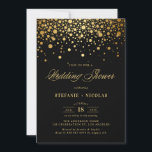Invitation Faux Gold Foil Confetti Dots Wedding shower noir<br><div class="desc">Invités Invitations à votre événement avec cette invitation wedding shower personnalisable. Il comporte des points de confetti en feuille d'or imitation sur un arrière - plan noir. Personnalisez en ajoutant vos détails. Elles sont idéales pour n'importe quel thème ou saison mariage. Des éléments correspondants sont disponibles.</div>