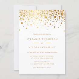 Invitation Faux Gold Foil Confetti Mariage