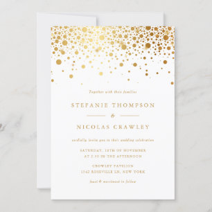 Invitation Faux Gold Foil Confetti Mariage