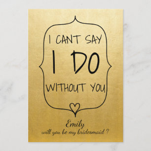 Invitation Faux Gold Foil Cute Heart Bridesmaid