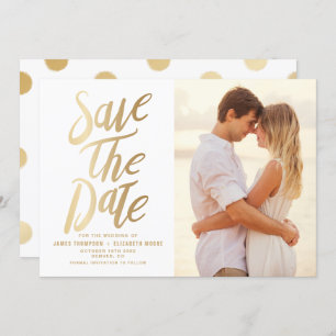 Invitation Faux Gold Foil Dots Enregistrer la date de l'annon