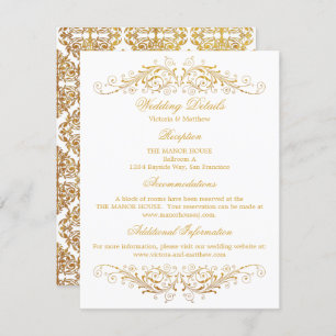 Invitation Faux Gold Foil Flourdissant Mariage damassé Détail