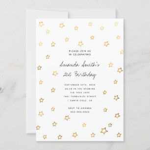 Invitation Faux Gold Foil Foil Fête d'anniversaire adulte mod
