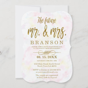Invitation Faux Gold Foil Mr. and Mrs. Typography Engagement