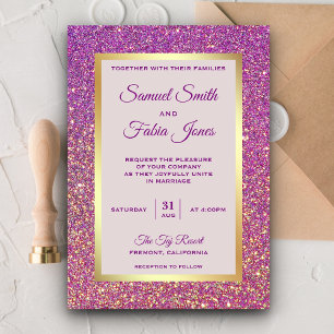 Invitation Faux Gold Foil Purple Parties scintillant Faire-pa