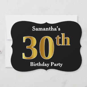 Invitation Faux Gold Look 30th Birthday Party + Nom personnal