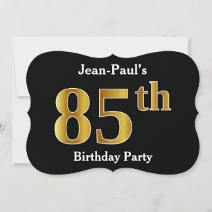 Invitation Faux Gold Look 85th Birthday Party + Nom personnal