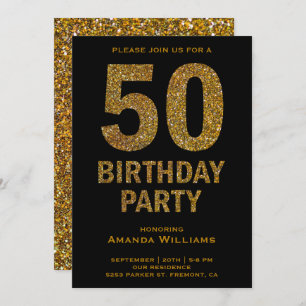 Invitation Faux Gold Parties scintillant 50e Anniversaire Fêt