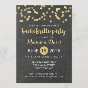 Invitation Faux Gold Parties scintillant Chalkboard Bachelore