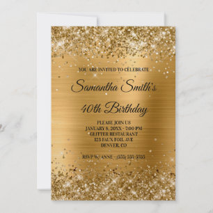 Invitation Faux Gold Parties scintillant et brillant Foil 40e