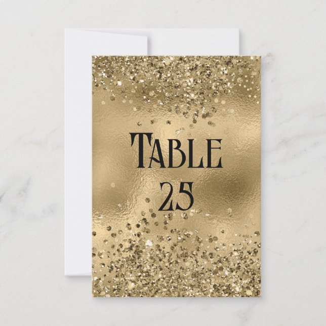 Invitation Faux Gold Parties scintillant et Foil Mariage Numé (Devant)