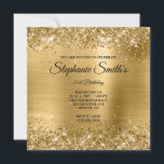 Invitation Faux Gold Parties scintillant Foil Monogramme 21e<br><div class="desc">Une invitation glamour monogrammée à célébrer le 21e anniversaire pour elle. Faux parties scintillant dorée brillante contre une image de représentation graphique en métal brossé faux brillant. Le monogramme et le texte de calligraphie noir et blanc peuvent être customisés. Tous les brillants or jaune brillent dans ce design moderne girly...</div>