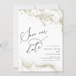 Invitation Faux Gold Parties scintillant Script moderne Enreg