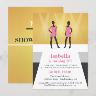 Invitation Faux Gold Runway Fashion Show Fête d'anniversaire