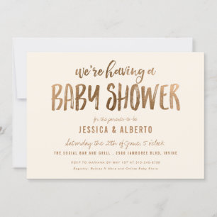 Invitation Faux Gold Shimmer Chic Baby shower