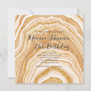 Invitation Faux Golden Agate 21e anniversaire