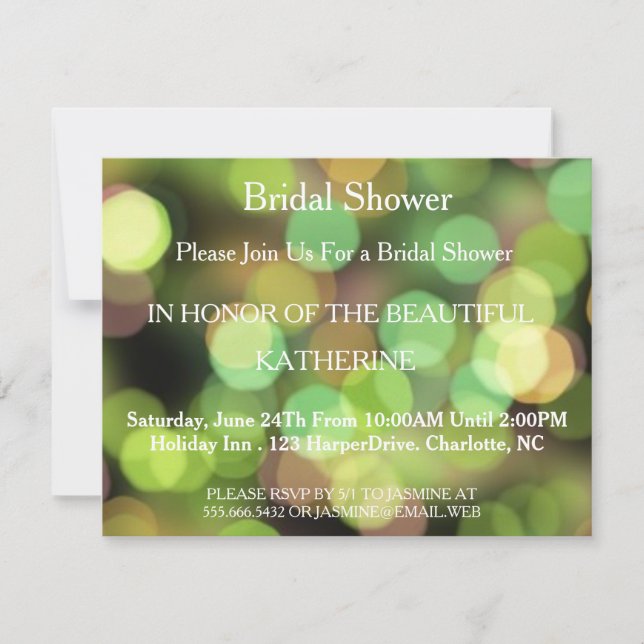 Invitation Faux Green Glittering Fab Confetti Sparkles Points (Devant)
