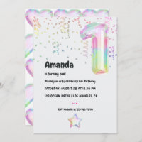 Faux Iridescente Balloon 1er anniversaire Invitati
