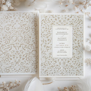 Invitation Faux Ivory Lace Mariage